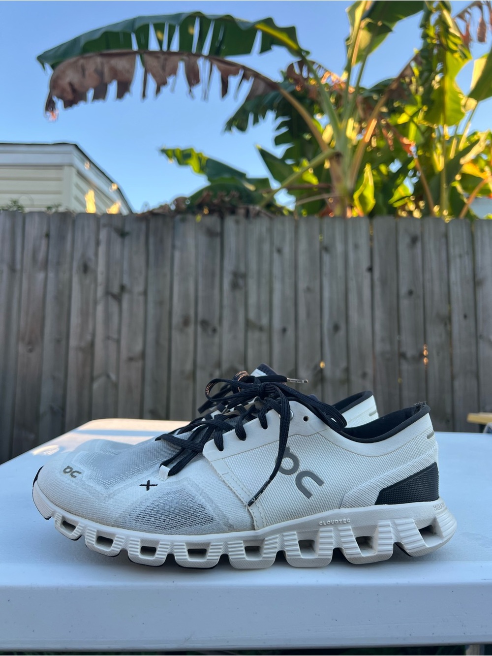 Women’s On Running Cloud Running Shoes White with Black Accents size 10
